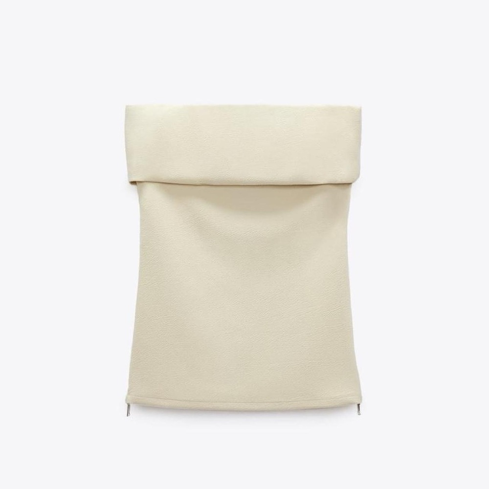 Zara Cream Fold-Over Crop Top